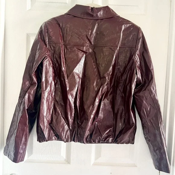 Commense Faux Leather Zipper Short Polo Jacket - Picture 10 of 15
